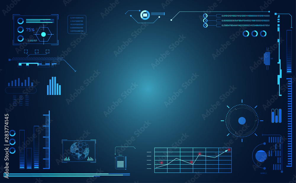 Poster abstract technology ui futuristic concept hud interface hologram elements of digital data chart, com