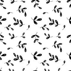 Fototapeta na wymiar Branches and leaves seamless pattern