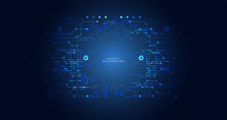 Abstract digital cyber technology concept circuit board dark blue color background Business virtual on hi tech digital technology futuristic background