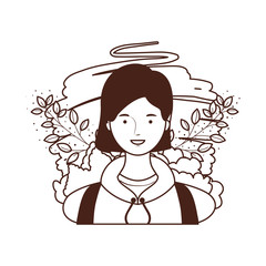 silhouette of young woman with landscape background