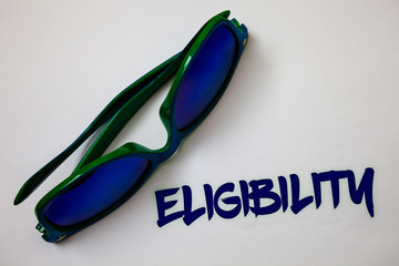 Conceptual hand writing showing Eligibility. Business photo text State of having the right for...