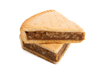 Swiss pastries with nut filling isolated