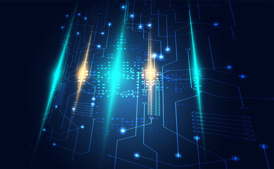 Modern abstract network science connection technology line dot and graphic design. on hi tech future blue background network.