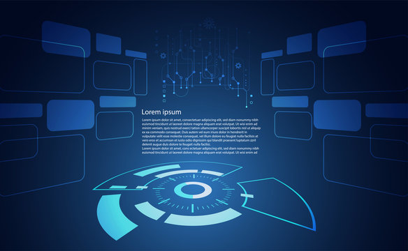 abstract technology ui futuristic concept hud interface hologram elements of digital data chart, communication, computing and circle percent vitality innovation on hi tech future design background