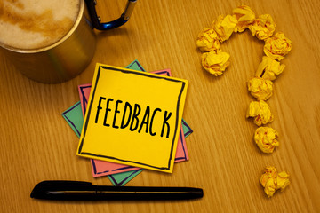 Writing note showing Feedback. Business photo showcasing Customer Review Opinion Reaction...