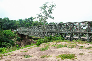 steel bridge in a forest