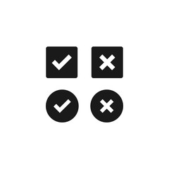 Tick and cross icon, check mark icon symbol vector. check mark and cross mark signs