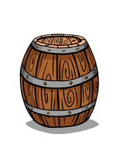 Cartoon illustration of wooden barrels