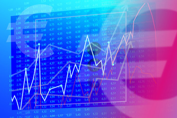 Background image with media screen Diagrams and graphs. In the background is the outline of Europe
