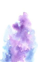 Hand painted watercolor abstract white, blue and purple gradient background for your design