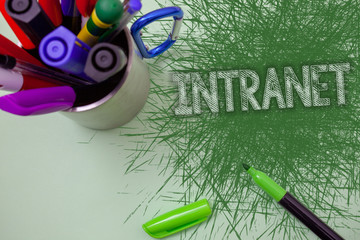 Word writing text Intranet. Business concept for Private network of a company Interlinked local...