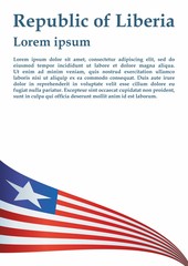 Flag of Liberia, Republic of Liberia is a country on the West African coast. Template for award design, an official document with the flag of Liberia. Bright, colorful vector illustration.