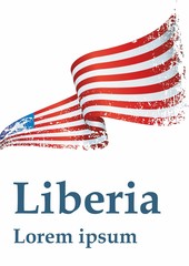 Flag of Liberia, Republic of Liberia is a country on the West African coast. Template for award design, an official document with the flag of Liberia. Bright, colorful vector illustration.
