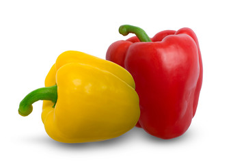 yellow and red pepper isolated on white background