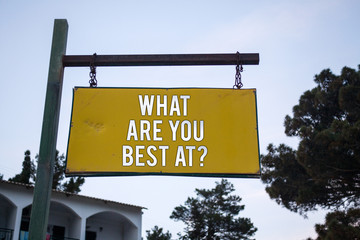 Word writing text What Are You Best At Question. Business concept for Individual creativity is a...