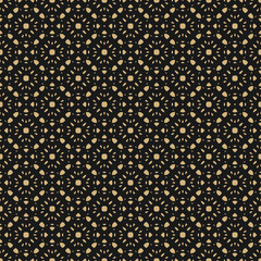 Golden vector seamless pattern in Arabian style. Gold and black floral ornament