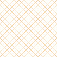 Square grid vector seamless pattern. Subtle abstract geometric texture with diagonal cross lines, rhombuses, small grid, mesh, lattice, grill, wicker. Delicate white and yellow repeatable background