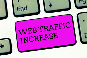 Word writing text Web Traffic Increase. Business concept for Expand Visitors to a Websitea number of Visits.