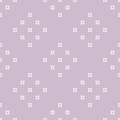 Obraz premium Vector minimalist geometric seamless pattern with small squares. Lilac and white