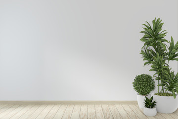 Idea of Mock up poster empty room zen style and decoration plants.3D rendering