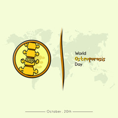 World Osteoporosis Day with Osteoporosis Broke Spine on circle Cartoon Vector and world map Background