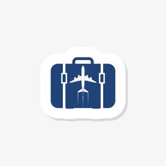 Suitcase icon sticker isolated on white background