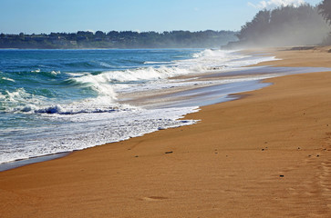 Mist at sunrise - Lumahai Beach, Kauai, Hawaii