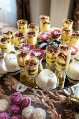 Candy bar. Sweets table on wedding party