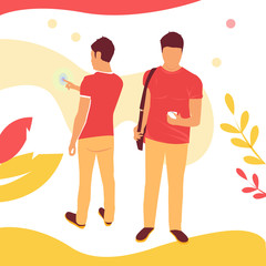 Presentation slide templates or hero banner images for websites, or apps. Business concept illustrations. Modern flat style. Vector