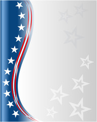 American flag symbols patriotic holiday background frame border with stars and empty grey space for your text.