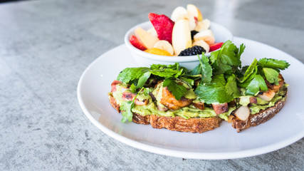 Avocado toast with fruit