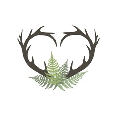 Obraz premium Heart shaped deer head with horns