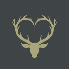 Heart shaped deer head with horns