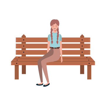 woman sitting in park chair on white background
