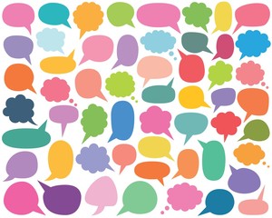 Colorful speech and thought bubbles set