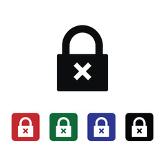 Denied, lock, protection, secure, icon, flat. Element of security for mobile concept and web apps illustration. Thin flat icon for website design and development, app. Vector icon