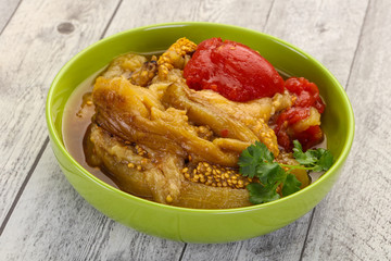 Caucasian cuisine - baked eggplant and tomato