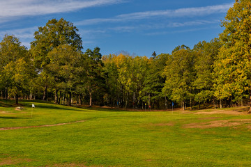 Sweden, Stockholm, golf course in the Bagarmossen park