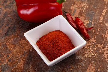 Paprika powder in the bowl