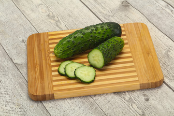Ripe fresh green two cucumbers