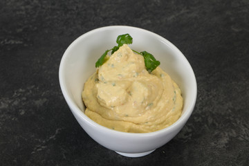 Hummus snack with olive oil
