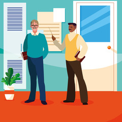 Fototapeta premium teachers couple in the school corridor