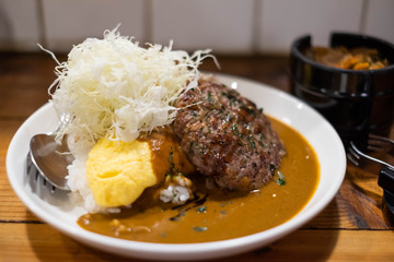 Beef hamburg curry rice. (Japanese food)