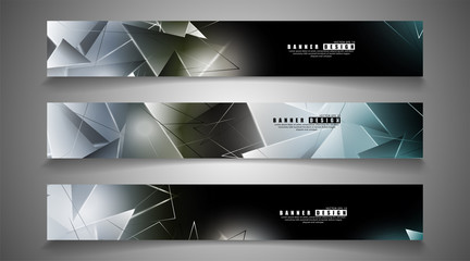 Fototapeta premium banner collection. abstract background with luminous triangles that overlap. isolated black background. vector illustration of eps 10