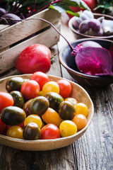 Fresh colorful homegrown vegetables, plant based food