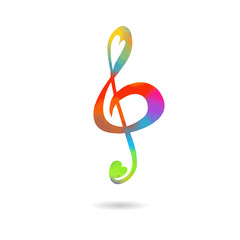 Fototapeta premium Vector illustration multi-colored treble clef isolated. Music key. Musical symbol.