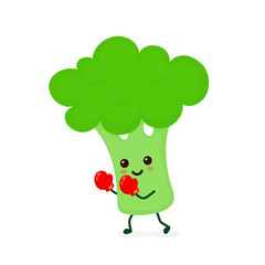 Cute smiling strong Broccoli fighting