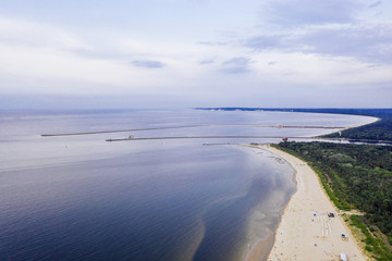 Sunset over the baltic sea coastline. Swinoujscie/Ahlbeck, Poland.