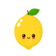 Happy cute smiling lemon face. 