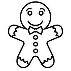 Christmas gingerbread line icon, logo isolated on white background. Christmas cookies 